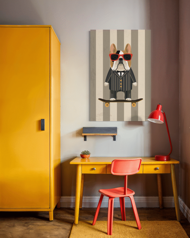Tableau décoratif The Skateboard Frenchie
