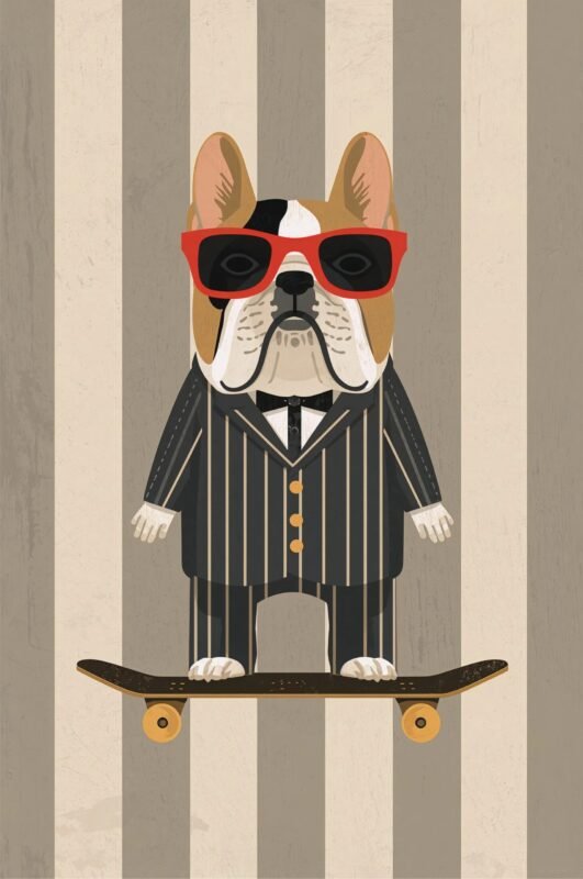 Tableau décoratif The Skateboard Frenchie